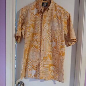 REYN Spooner Men;s Tappa Wrappa Hawaiian Button Front Short Sleeve Shirt